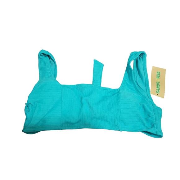 Sandflower Teal Ribbed Bikini Swim Top - Size M - Picture 1 of 4